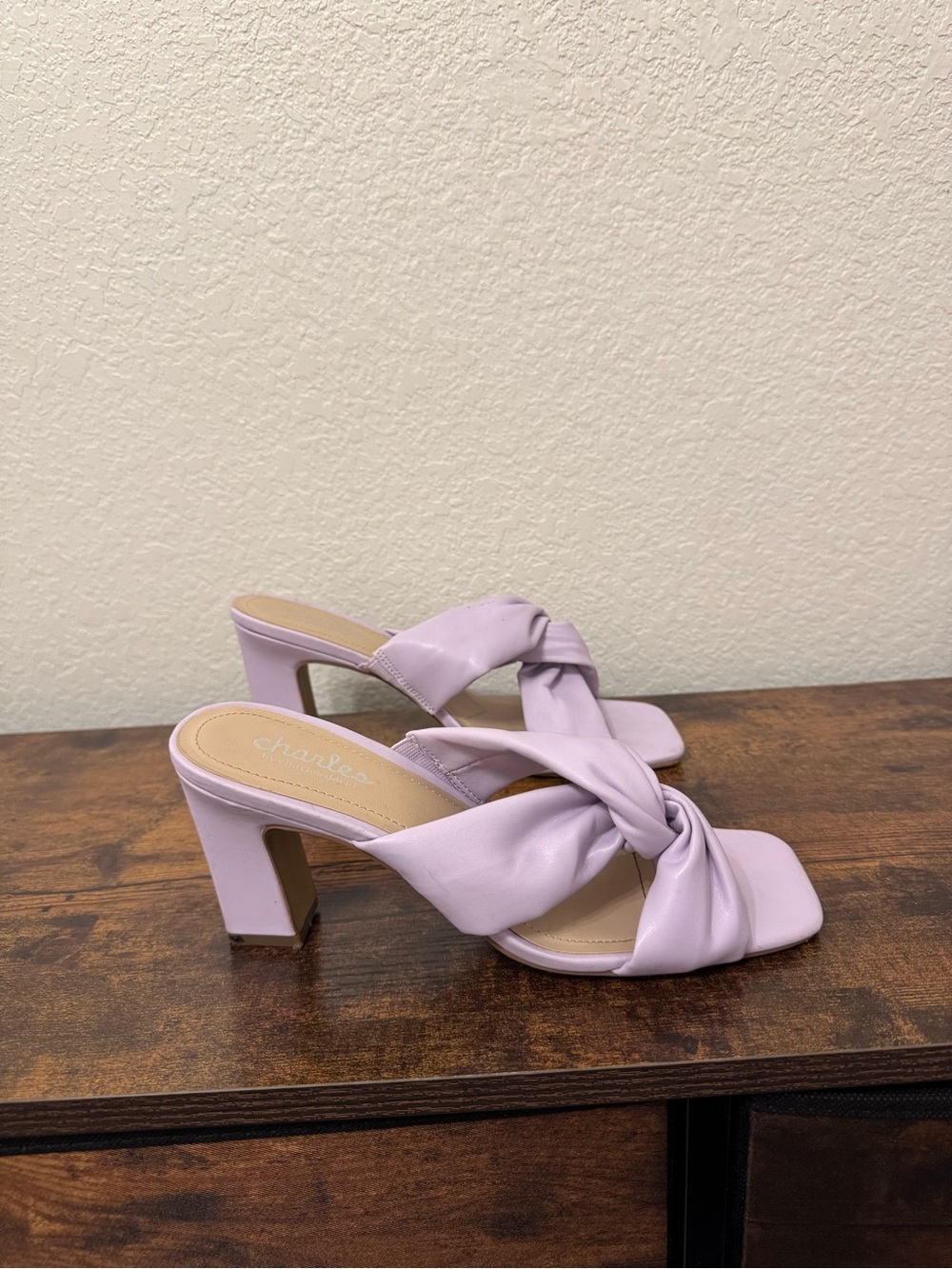 Boston Proper Lavender Knot-Front Block Heel Mules
